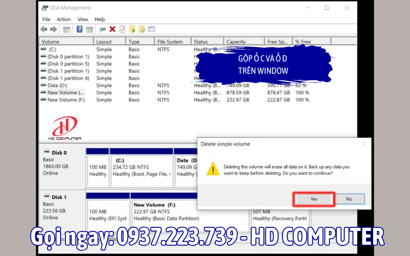 Gộp ổ C và ổ D trên Windows
