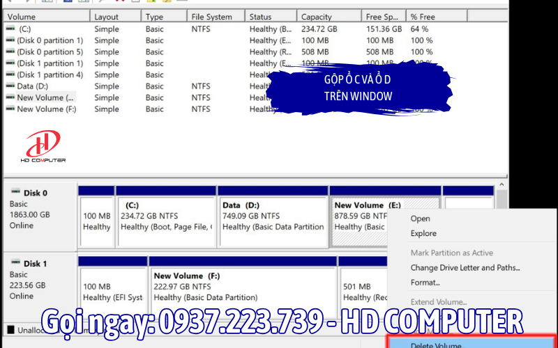 Gộp ổ C và ổ D trên Windows