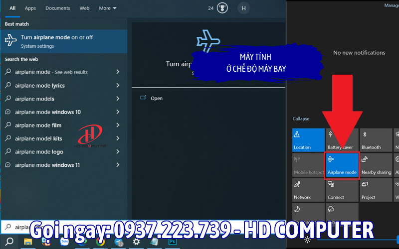 Máy tính ở chế độ máy bay 