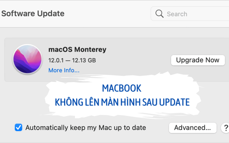 MacBook không lên màn hình sau update