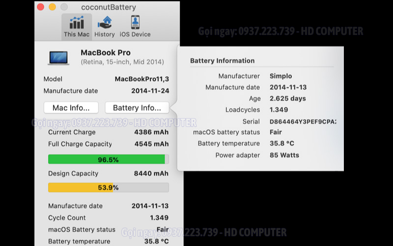 MACBOOK KIỂM TRA SỐ LẦN SẠC