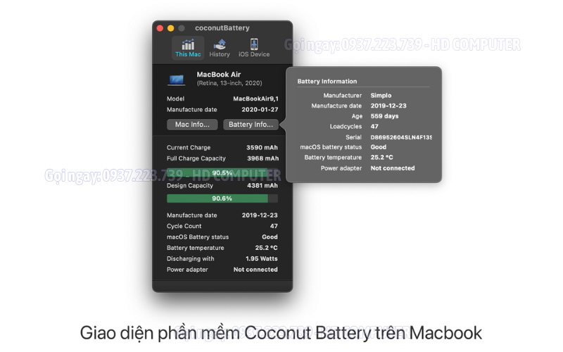 MACBOOK KIỂM TRA SỐ LẦN SẠC