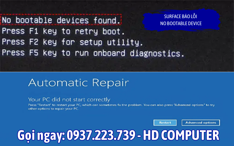 Surface báo lỗi No bootable device