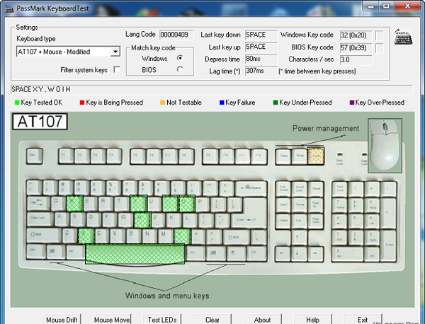 Phần mềm test bàn phím laptop Keyboardtest