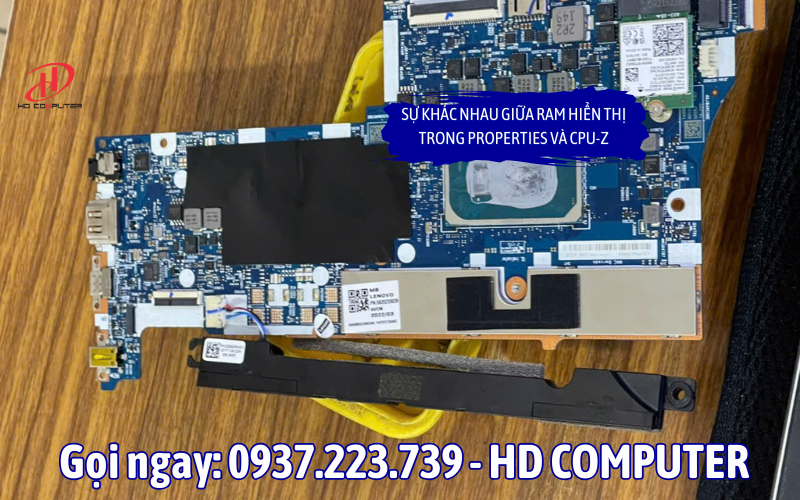 Sự khác nhau giữa RAM hiển thị trong Properties và CPU-Z
