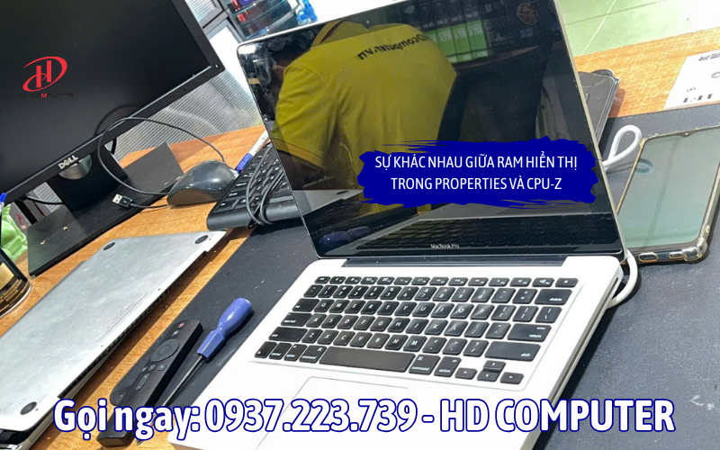 Sự khác nhau giữa RAM hiển thị trong Properties và CPU-Z