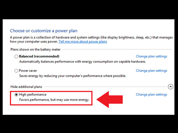 Sử dụng tính năng Power Options