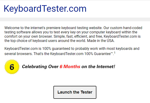 Test bàn phím laptop online tại keyboardtester. com