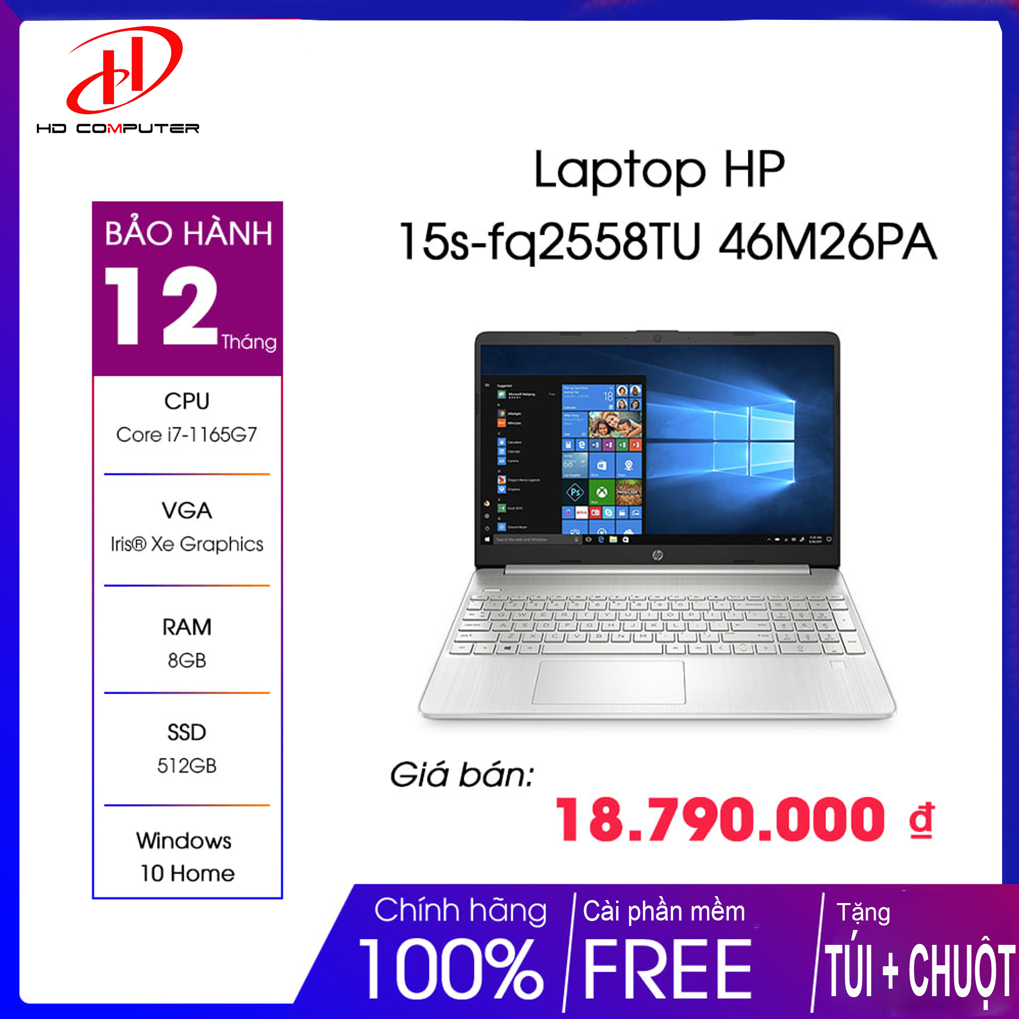 Laptop HP 15s-fq2558TU 46M26PA Chính hãng