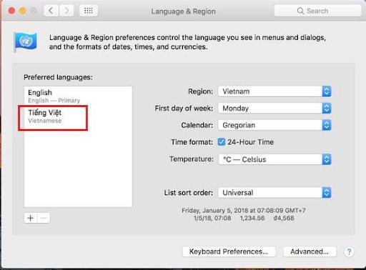 Hướng dẫn thay đổi giao diện tiếng Việt trên Macbook